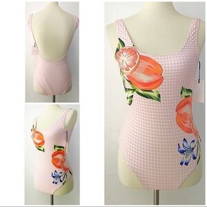 NWT Onia Kelly Oranges Fruit Gingham Swimsuit M​​​​​​